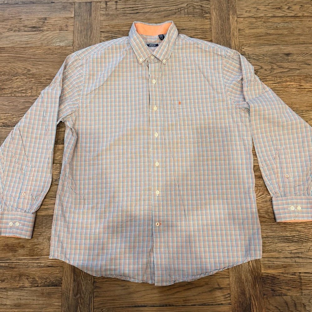 IZOD XL Plaid Button Down Shirt Long Sleeve Casual